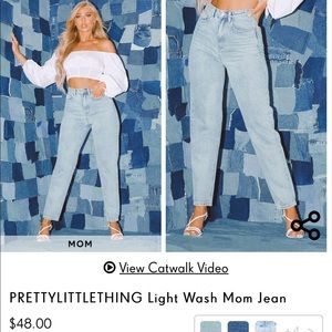 Pretty little thing light wash mom jeans size 4.